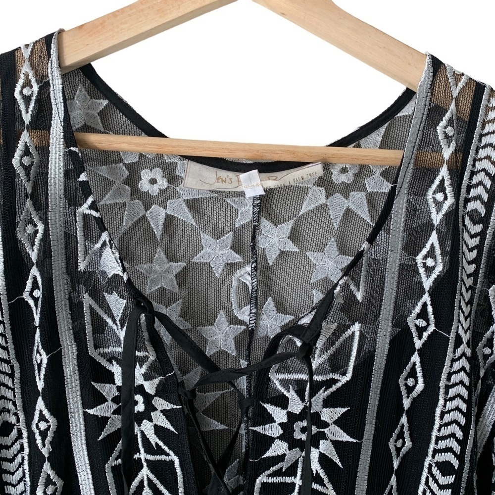 JEN'S Pirate Booty Fortune Mini Dress Black White Lace Sheer Embroidered Size M - Picture 4 of 12